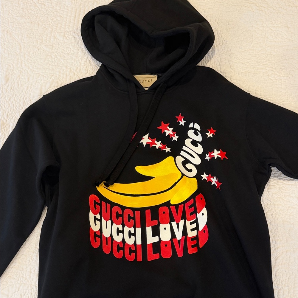 Gucci Black Hoodie with Vibrant Graphic Banana Print